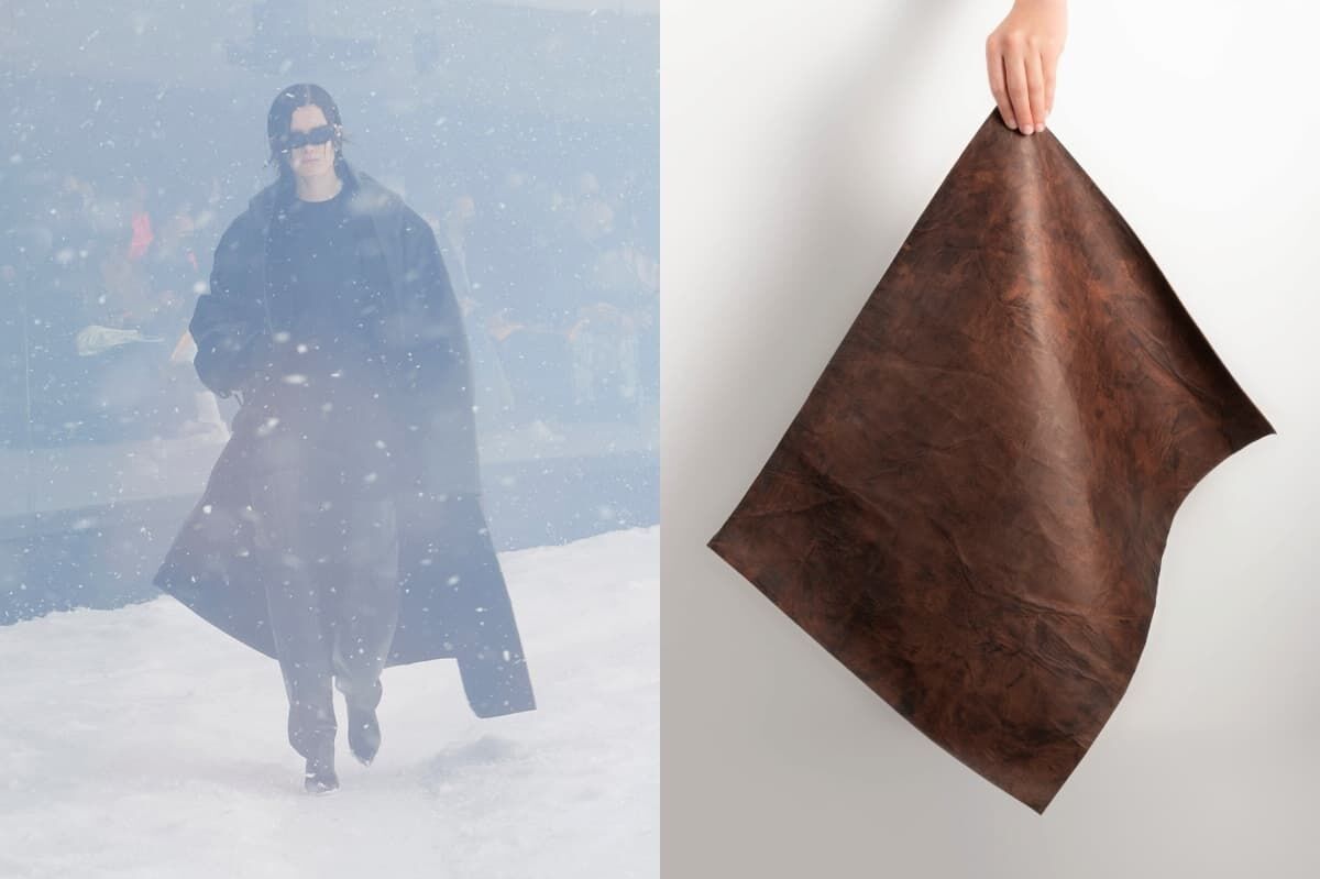 Materiału z grzybni marki Ephea na wybiegu Balenciagi